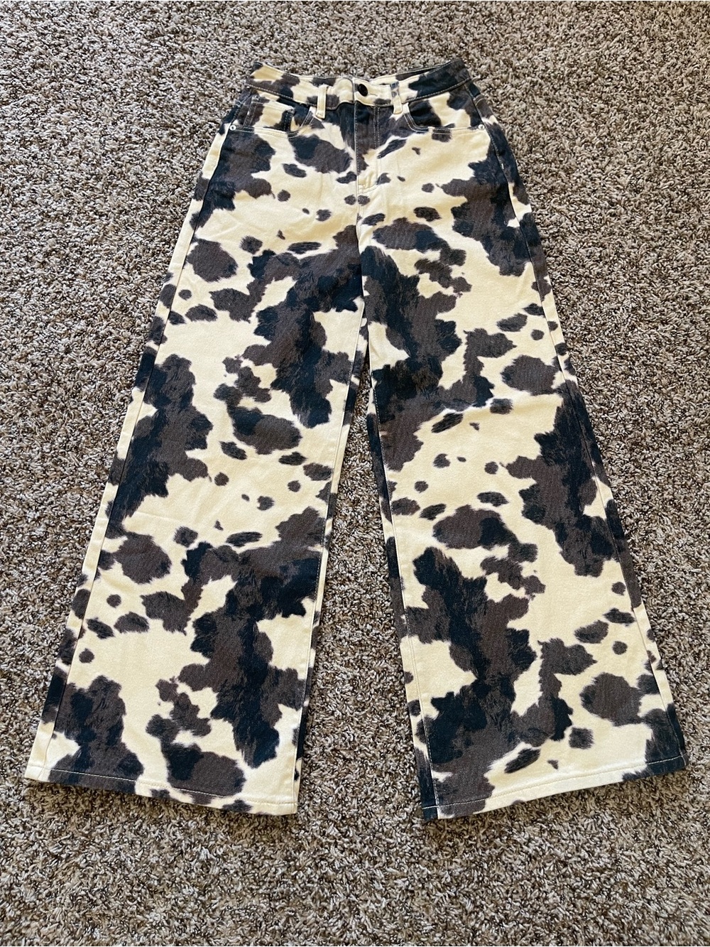 NWT 12th Tribe Midland Cowhide Pants S Cow Print High Rise Wide Leg Western